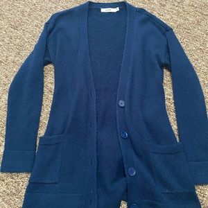 Navy cardigan with waist tie, navy size M